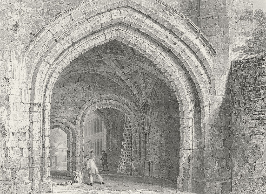 WORCESTER. Gate-way, Edgar's Tower, looking west. Fine 1830 old antique print